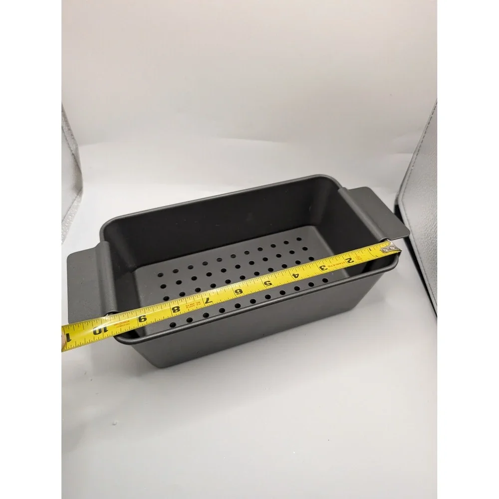 Nonstick Meatloaf Pan with Removable Drain Tray Lifter 2 Piece Set Gray